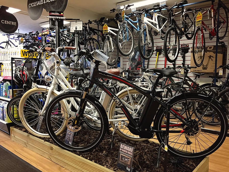 Volt e-bike display at Whiteheads Cycle in Carlisle