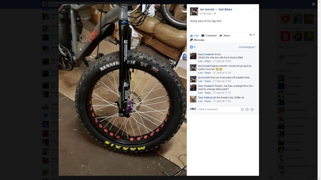 VOLT Bigfoot fat tyre bike posted on Facebook