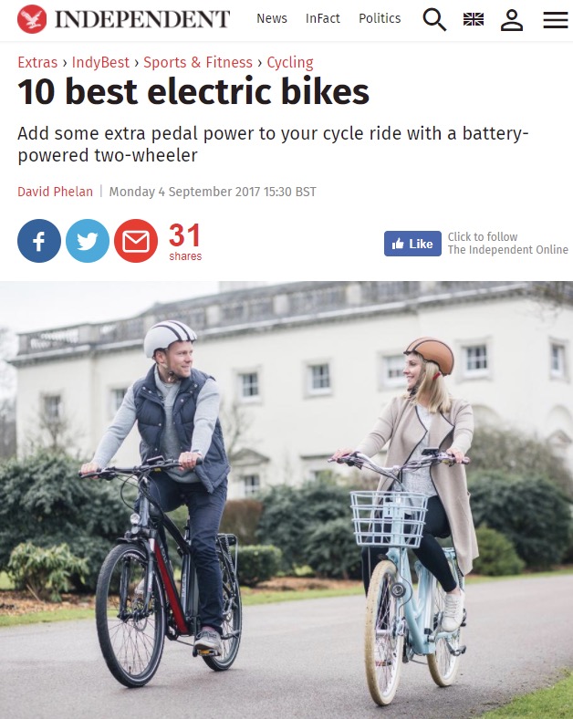 The Independent features the VOLT Pulse and VOLT Kensington amongst the 10 best electric bikes