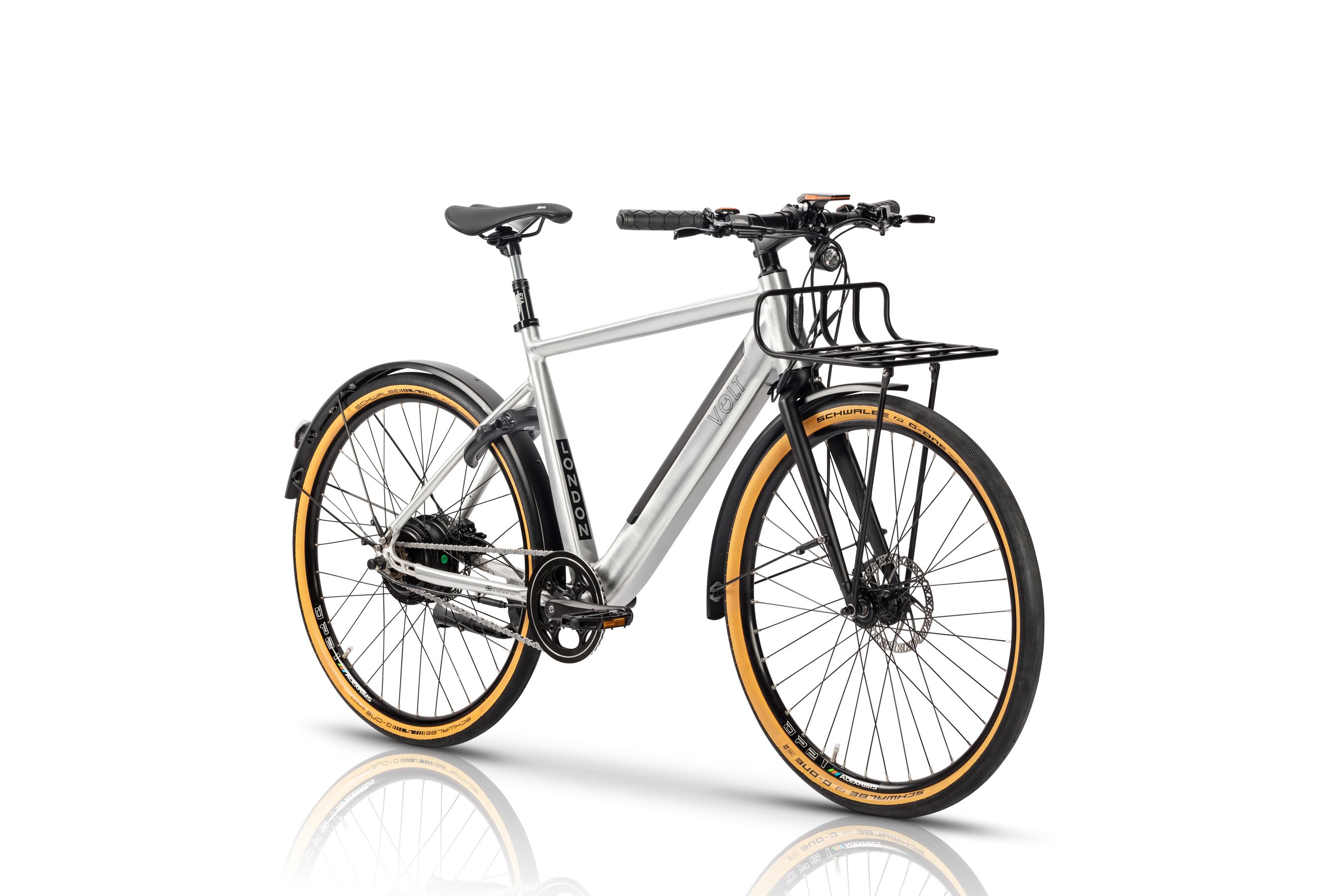 Volt London Urban E-bike straight studio photograph side on with a white background