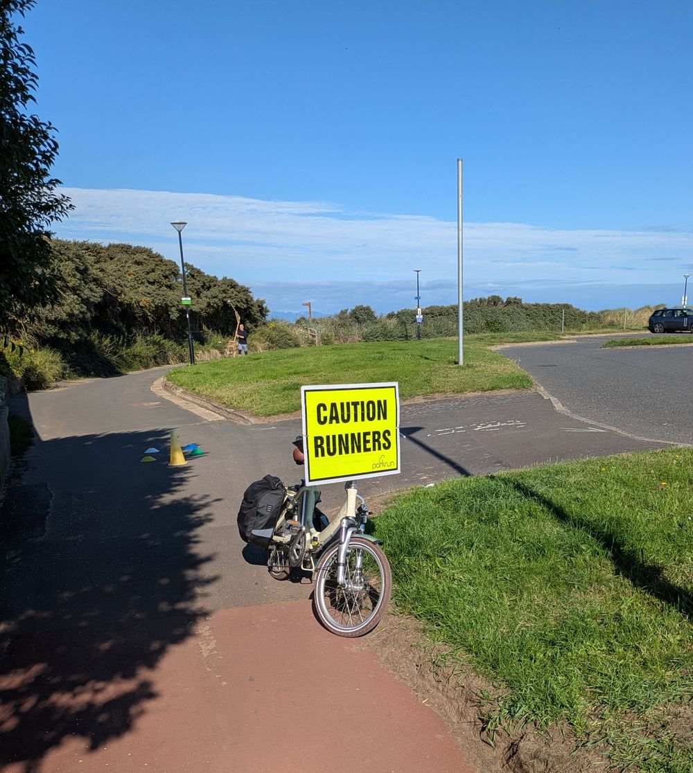 Volt LS got me to the far turn at Troon Parkrun to marshall then handy way to display the warning notice.